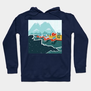 Red house in Norway on the ice Hoodie